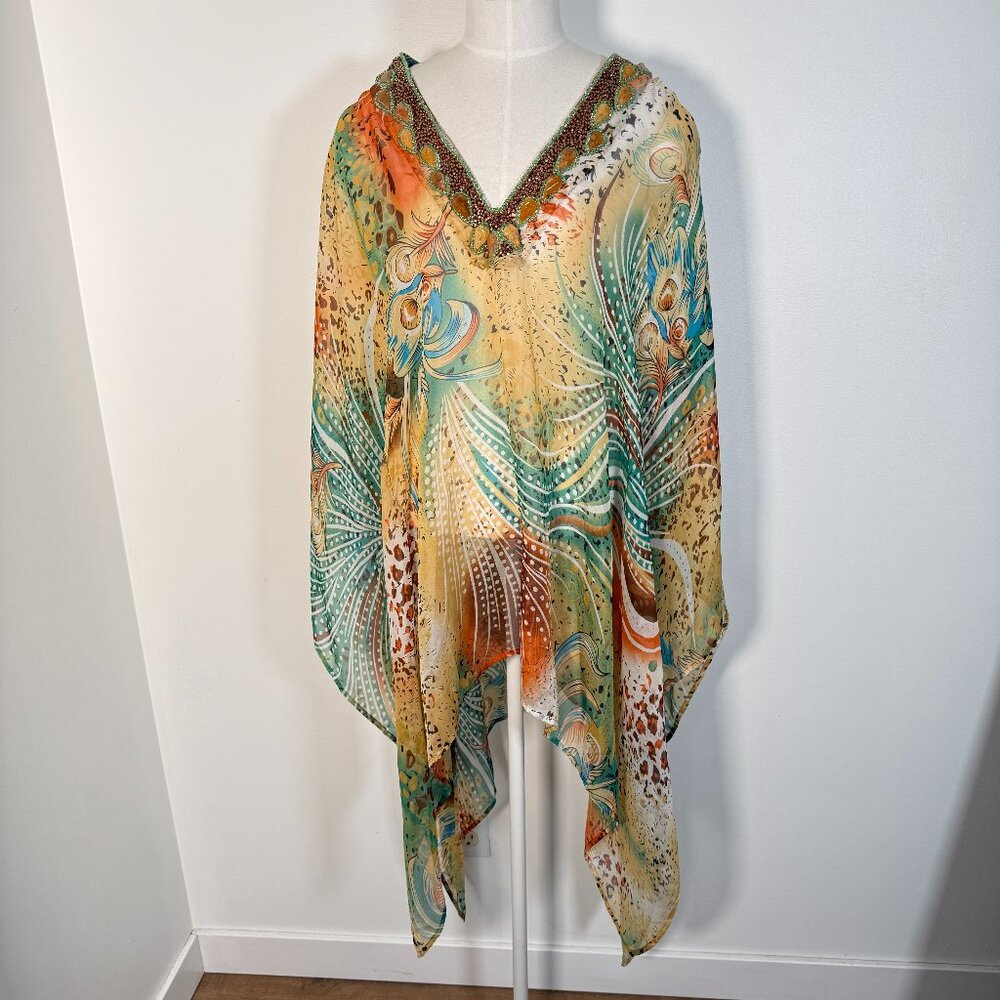 Kareena's Beaded Neck Beach Cover Up Beachy Poolside  Cruise Vacation